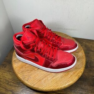 Jordan 1 Mid Pomegranate Red Patent Leather Womens 10.5 DH5894-600